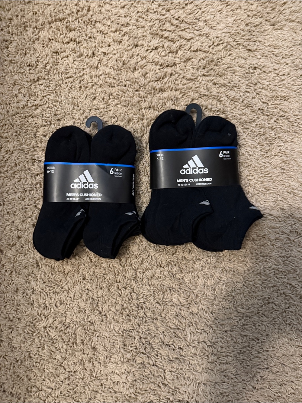 adidas Black Men's Low-Cut Cushioned Athletic No-Show Socks - 12 Pack (2 x 6)